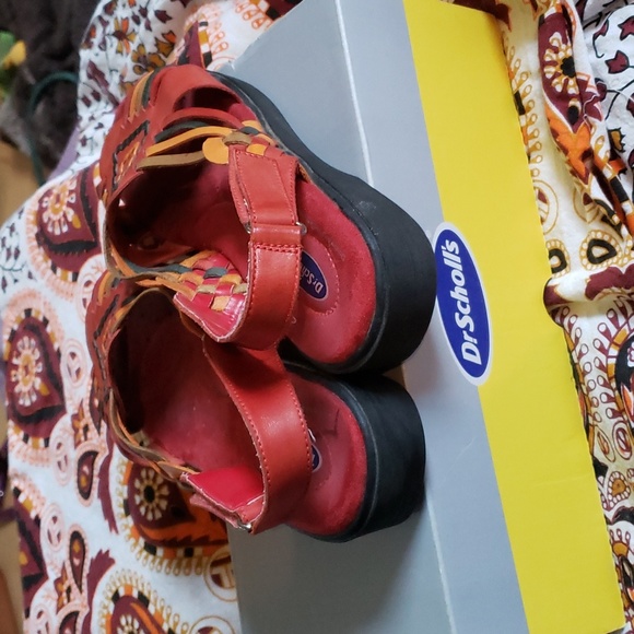 DR.SCHOLL'S "Aztec" Santa Fe Huarache sandals. Red/Multi Leather SZ. 8.5 EUC - Picture 6 of 8